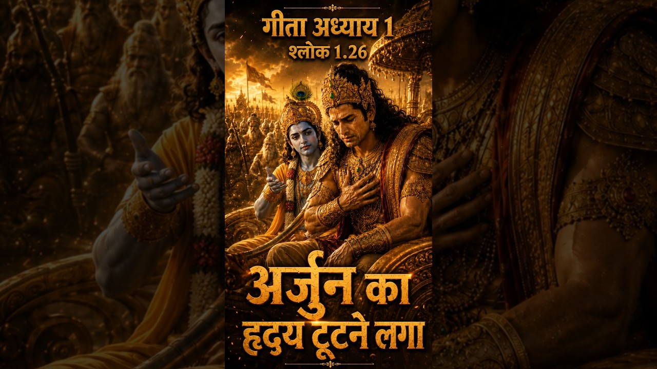 1.26 Hindi भगवद्गीता Shlok 1.26 | अर्जुन ने युद्धभूमि में अपने ही लोगों को देखा #bhagavadgita