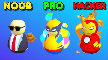 Wobble Man:  NOOB vs PRO vs HACKER – Which one are you? | Gameplay #1 (Android & iOS Game)