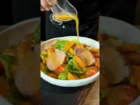 Новогодний салат с сочной утиной грудкой и мандаринами