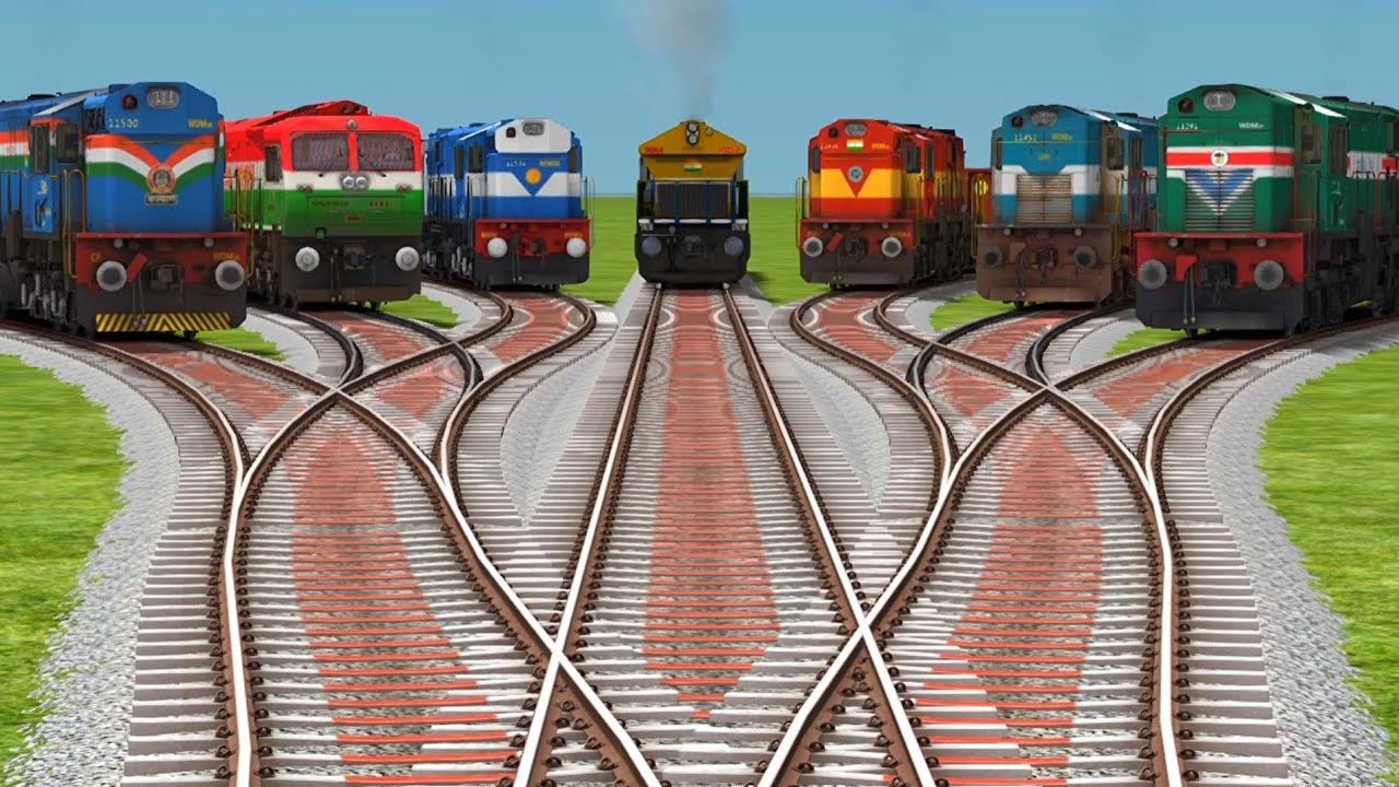7 Indian Railways Games In India Train || At On Bumpy Forked Railroad Crossing Tracks 