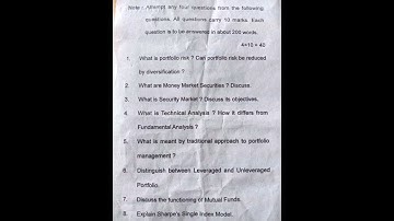 pyq (2022)of security analysis and portfolio management  for b.com (h) STDs of KU