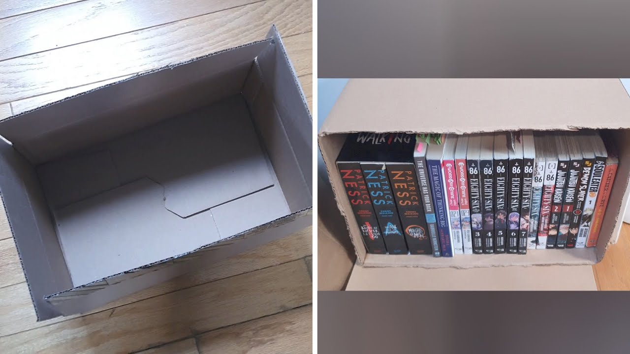 Making a DIY Bookshelf out of a Cardboard Box YouTube