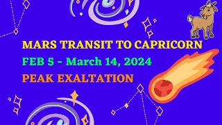 Mars Transit in Capricorn | Peak Exaltation | Feb 5 - March 14, 2024 | Major Positive Changes!!!