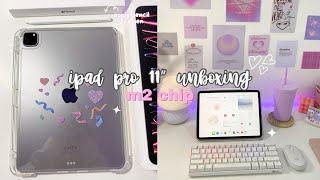 iPad Pro 11” space gray unboxing in 2024 + apple pencil 2nd gen & set up 🌸📦✨