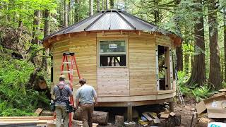 TIMELAPSE Off Grid Yurt Style Bugout Cabin Build in the PNW Woods