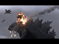 Air fighter attack on Godzilla