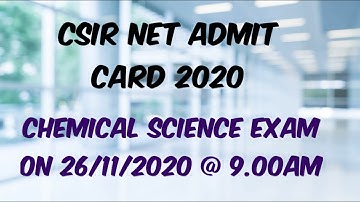CSIR NET ADMIT CARD JUNE 2020 OUT