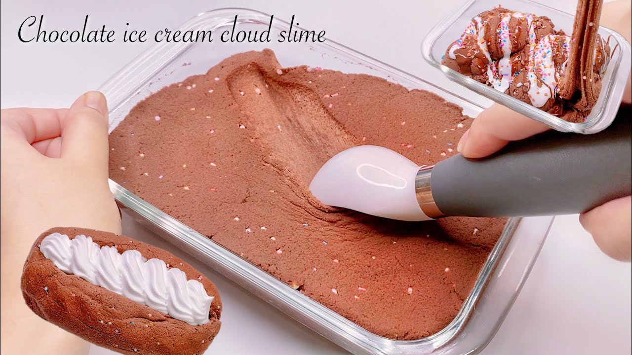 【ASMR】🍨アイスクリームチョコレートクラウドスライム🍫【音フェチ】Chocolate ice cream cloud slime 초콜릿 아이스크림 클라우드 슬라임