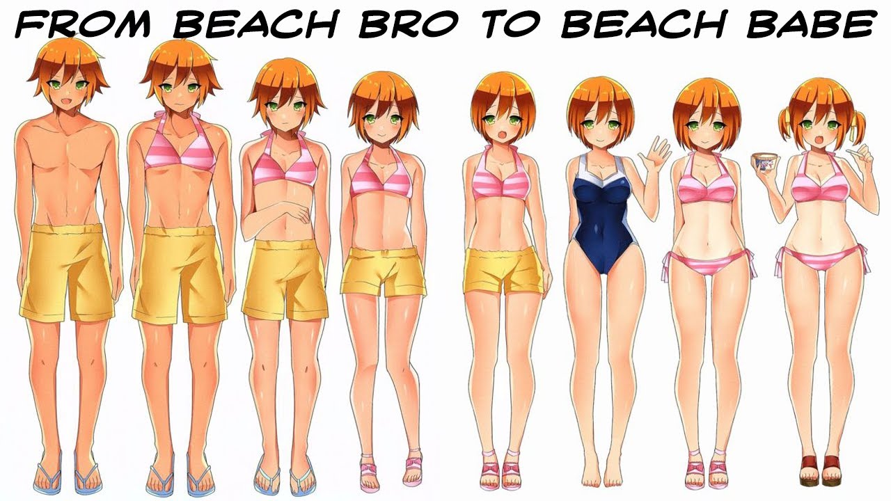 Tg bikini. TF TG бикини. Превращение парня в девушку. TG гендер Бендер Bikini. TG трансформация бикини
