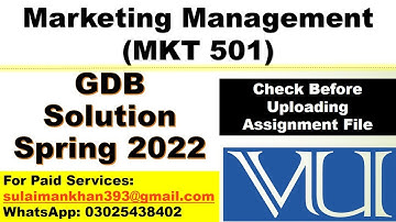 MKT 501 GDB Solution Spring 2022 Marketing Management  l VU GDBs Solution