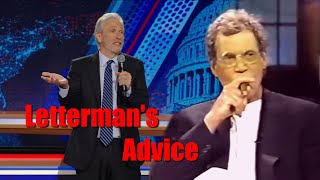 David Letterman's advice to Jon Stewart, with original clip from 1995