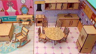 DIY Miniature Cardboard Doll House | Paper Doll House | Bathroom, Bedroom, Kitchen | Artistic Dolls
