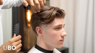 : GREAT HAIRCUT!  How to Do a Low taper fade with Middle Part - Step by Step