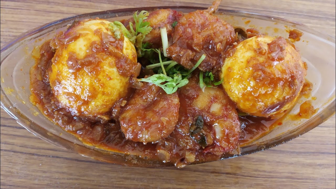 Egg and prawns masala curry in pressure cooker YouTube