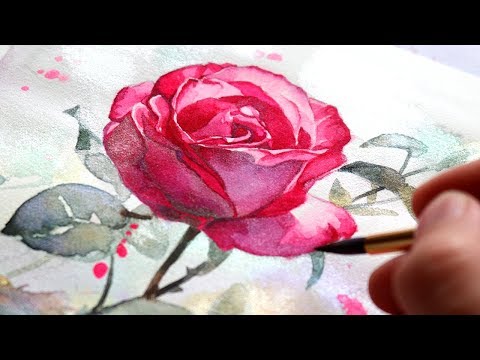 Video: How To Paint A Rose In Watercolor