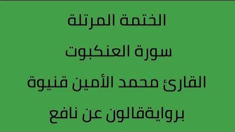 سورة العنكبوت القارئ محمد الأمين قنيوة برواية قالون عن نافع