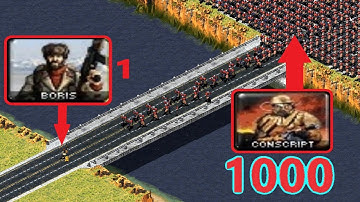 Can Boris defend the bridge? vs 1000 Conscripts - Red Alert 2