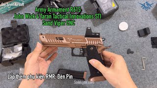 Army Armament R615 - John Wick 4 Taran Tactical Innovations STI Sand Viper CNC Lắp Thêm RMR, Đèn Pin