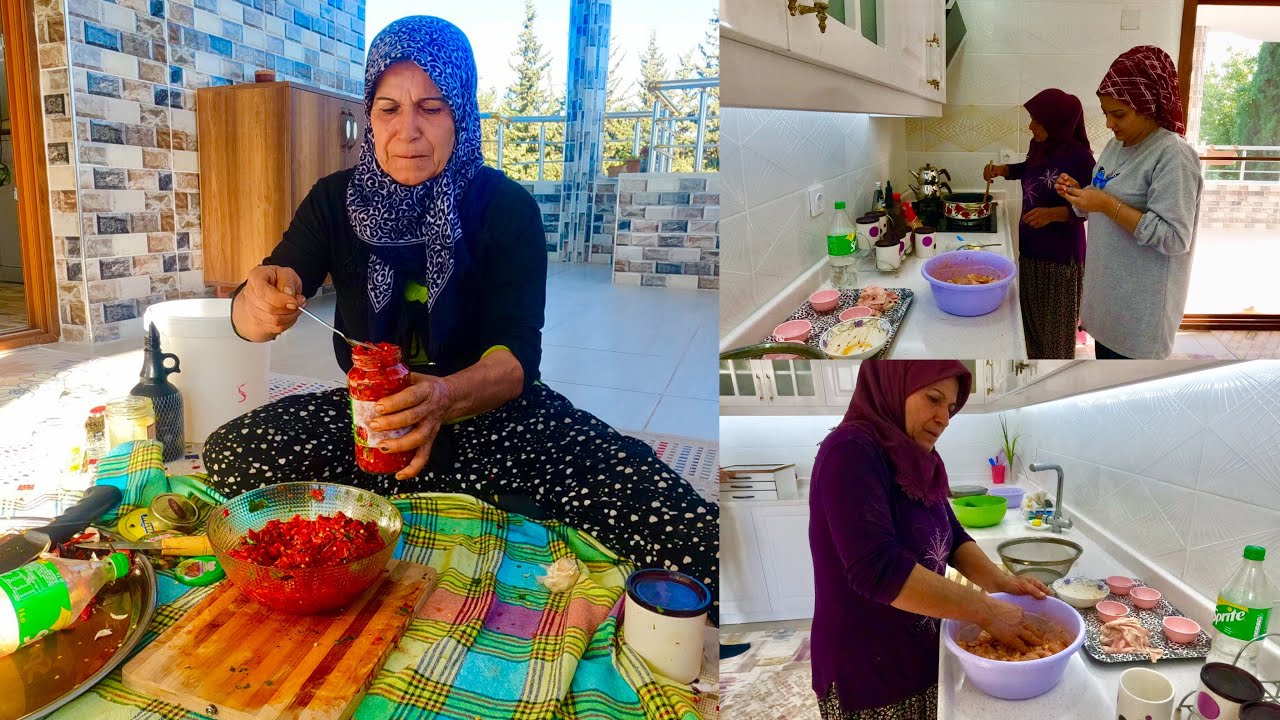 ANNEM KÖY EVİNE FAYANS YAPIYORUZ Akşam Yemeği Lezzetli Biber Turşu'su Mandalina Kek Tarifi Vlog'u