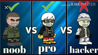 Mini militia battle noob vs pro vs hacker