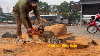 Tận mắt chứng kiến quy trình Điêu Khắc Tượng gỗ thiềm thừ cóc ngậm tiền đỉnh cao