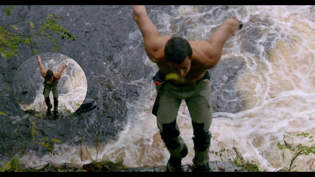 Bear Grylls Backflip of rock in lake New Video - YouTube