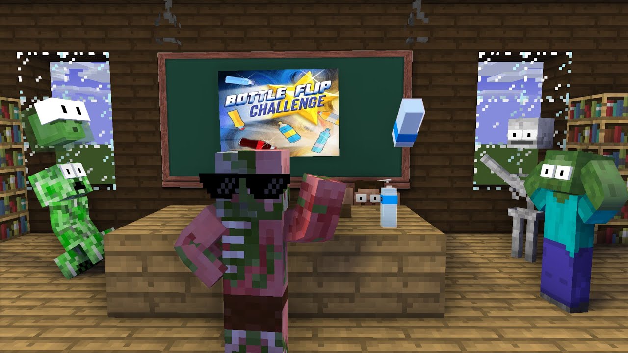 Minecraft AWESOME Bottle Flip Challenge Minecraft Animation YouTube