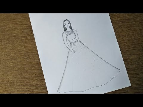 Barbie Dress Drawing || Dress Drawing On A Girl || Easy Frock Drawing For  Girls... | Dress drawing, Barbie dress, Simple girl