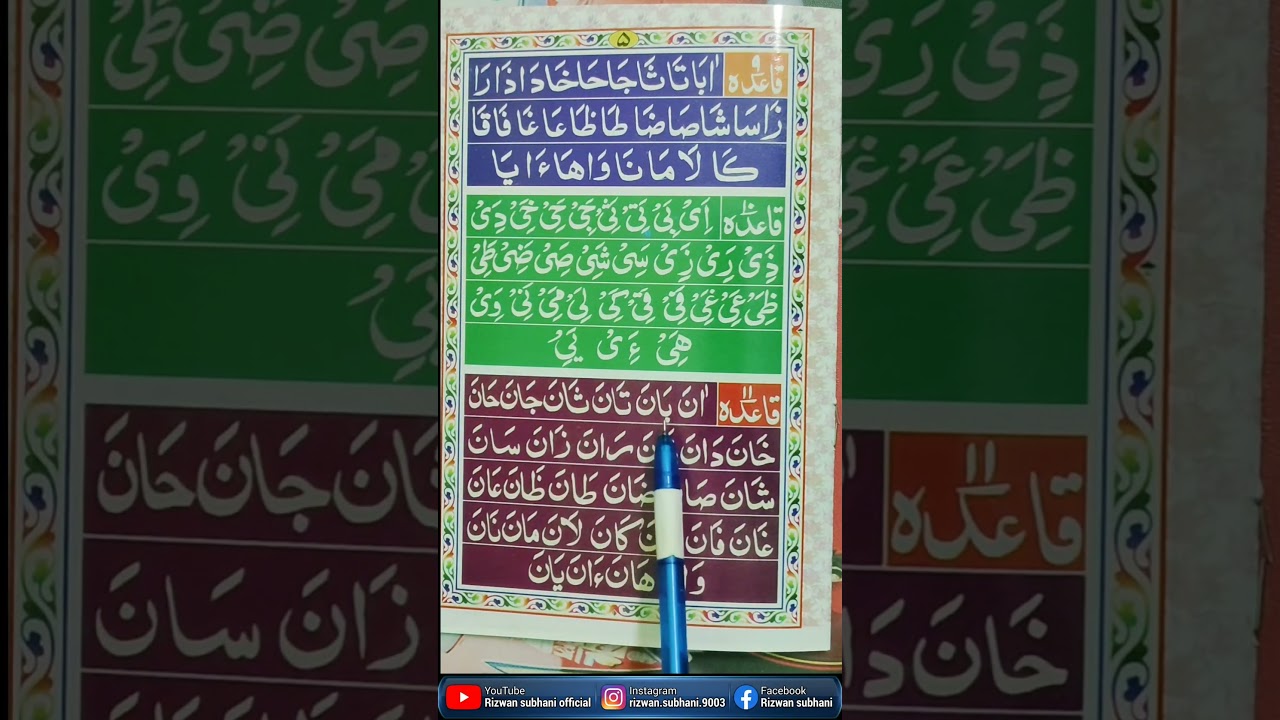 Baghdadi Qaida Lesson 12 | Takhtee Number 12 | حروفِ تہجی مع الف مد اور نون | Arabic Reading #Shorts