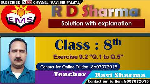 RD Sharma 8th /Exercise 9.2 From Q.1 to Q.5
