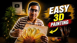 🌻 How to Make a Beautiful Emboss Sunflower Artwork | DIY Texture Art on Canvas | 