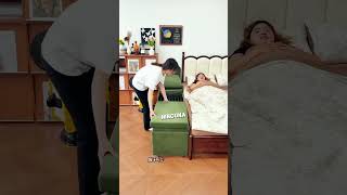 😱 ¡La cama de mi mamá era muy pequeña, pero ahora tenemos mucho más espacio! 🛏️✨ #shorts