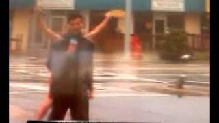 Naked guy in hurrican irene live on the weather channel streaking