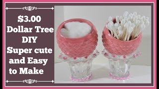 $3 Dollar Tree Diy Super easy and cute Cotton ball or Ear swab holder