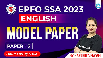 EPFO SSA English Sample Paper - 3 | EPFO SSA Classes 2023 | EPFO SSA English By Harshita Khurana
