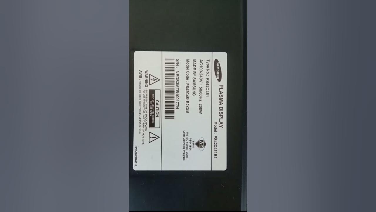 ps42c451 Samsung plasma tv not turn on YouTube