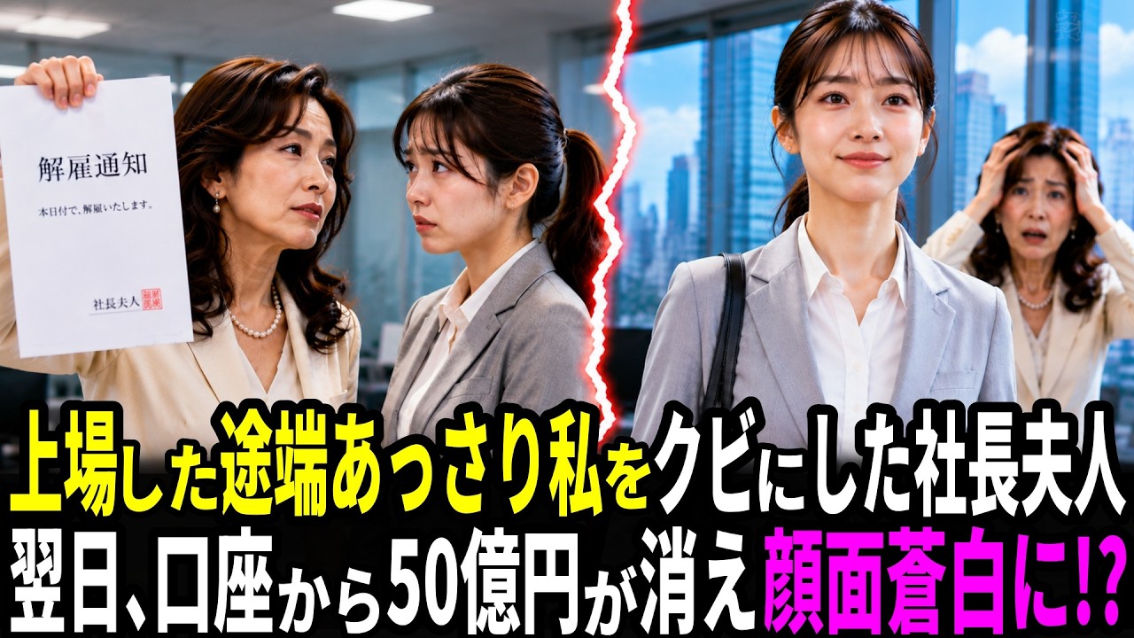 「あなたみたいな下請け上がりは、もううちには不要なの」 上場記念の花がまだ香る会議室で、社長夫人は私の給料80%カットの通知を役員全員の前で机に叩きつけた。私は騒がず、黙って用意していた退職届を差し出した。彼女は勝ち誇って「うちはあなたがいなくても回る」と署名した。 その瞬間、この会社の口座から50億円が消えることを知っているのは、この場で私だけだった。...