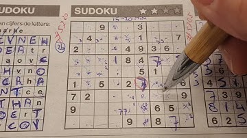 ⭐️⭐️⭐️ (#5720) Thursday 🌻 Two Stars Sudoku puzzle. Bonus Extra edition 12-29-2022 Extra part 2 of 3