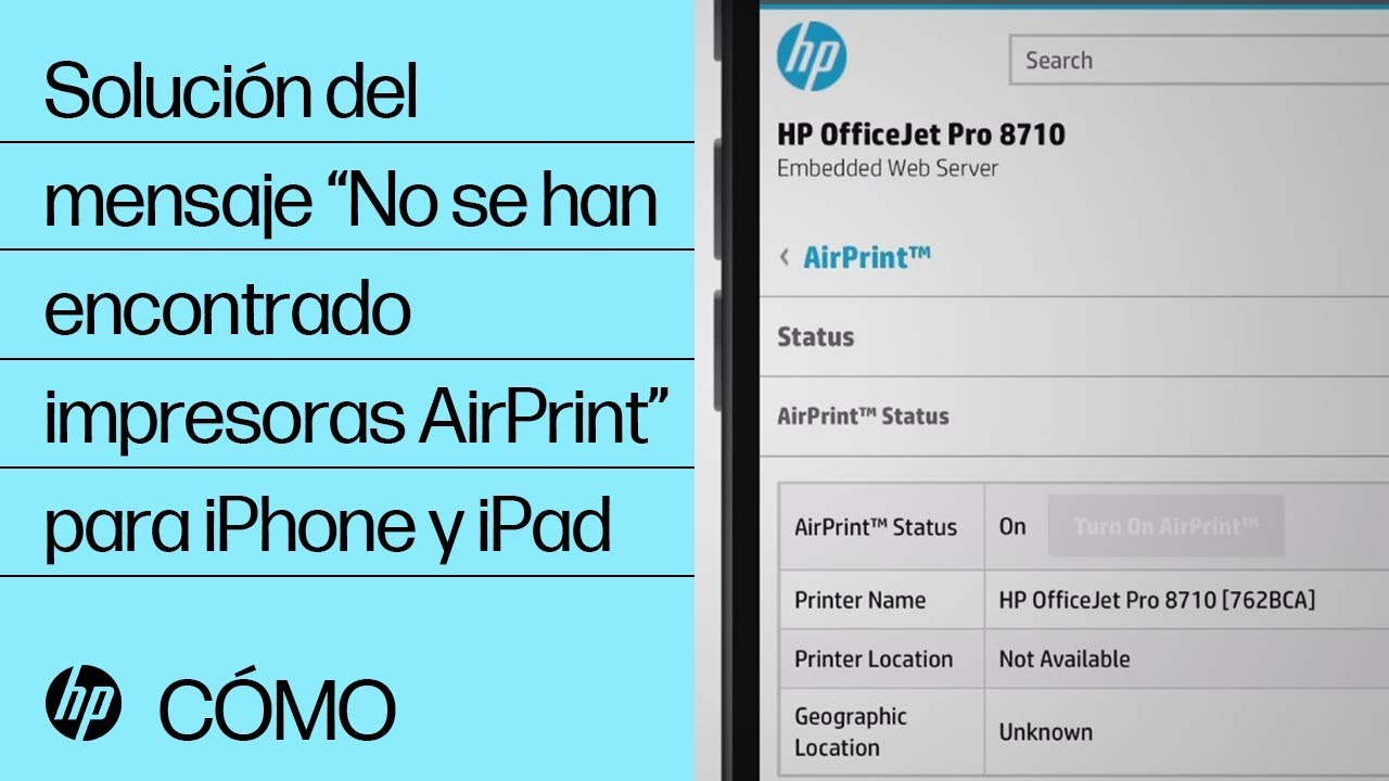 Solución del mensaje “No se han encontrado impresoras AirPrint” para iPhone y iPad | @HPSupport