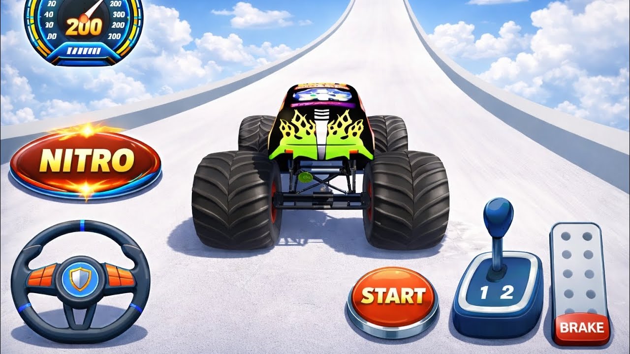 Extreme Monster Truck Stunt Racing on Impossible Tracks | Giant Ramps, Mid-Air Flips & Crazy Crashes