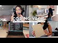 Coding vlog  how i plan projects tech event work  meal prep 