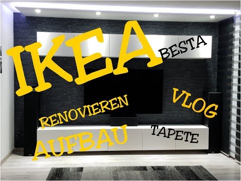 ikea-besta-wohnwand-wohnzimmer-renovieren-tapezieren-vlog-deutsch-haul