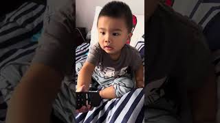 Noah using the voice command controller