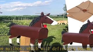 Cute Unique Horse/Cow/Chicken Mailbox Decoration, Animals Garden Yard Mailbox Farm Creative Persona