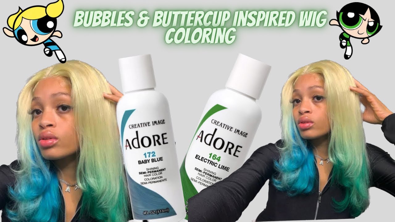 POWERPUFF GIRLS INSPIRED WIG COLOR DYING WIG BLUE & GREEN YouTube