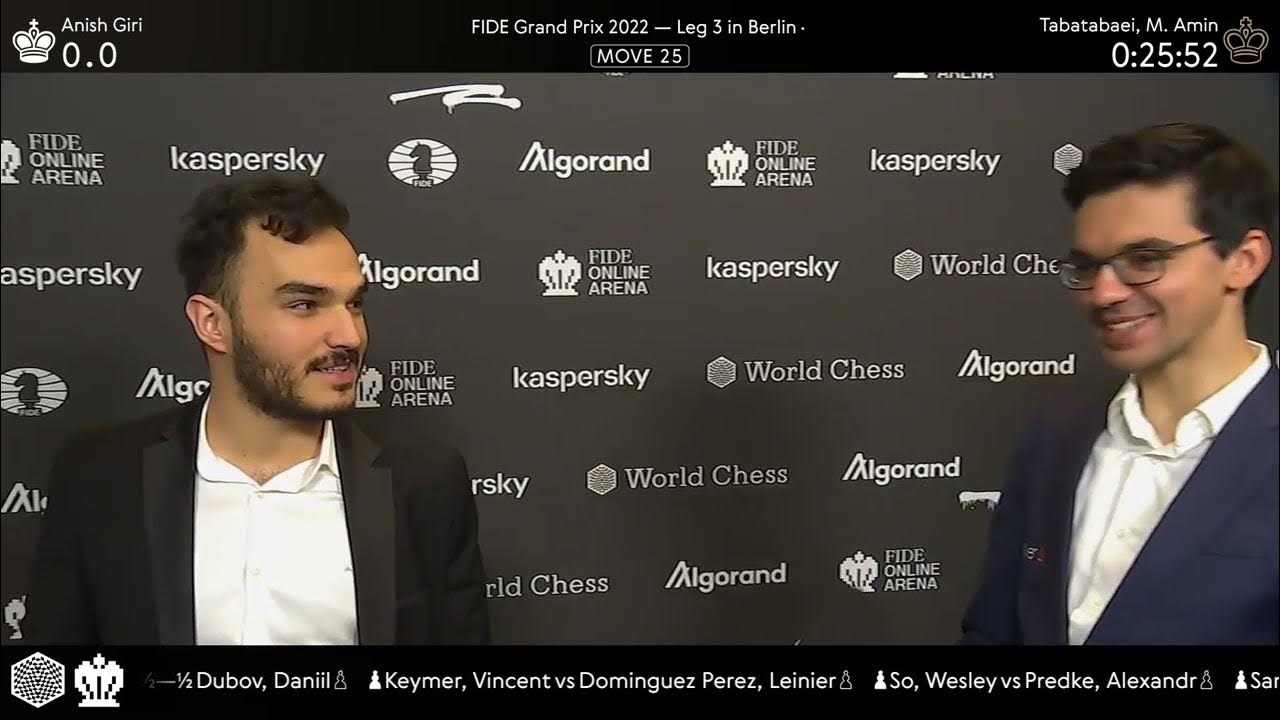 Anish Giri and Amin Tabatabaei after R6 of the FIDE Grand Prix