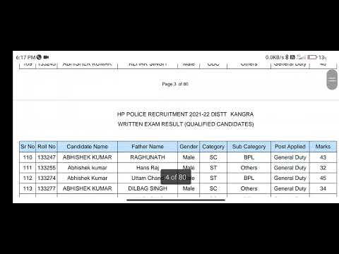 HP POLICE RESULT DISTRICT KANGRA 2022