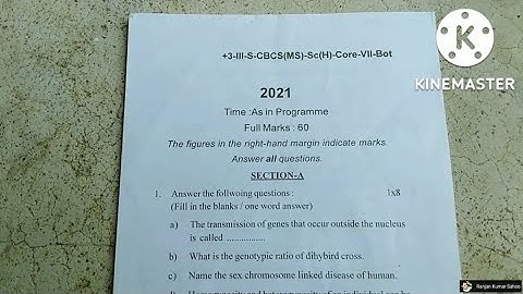 +3 (BSC) 3rd Semester Botany Core-7 (Genetics) Question Paper 2021 || Utkal University ||