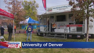 Denver Elections Mobile Voting Center Celebrates The First Day Of Early Voting On The University Of