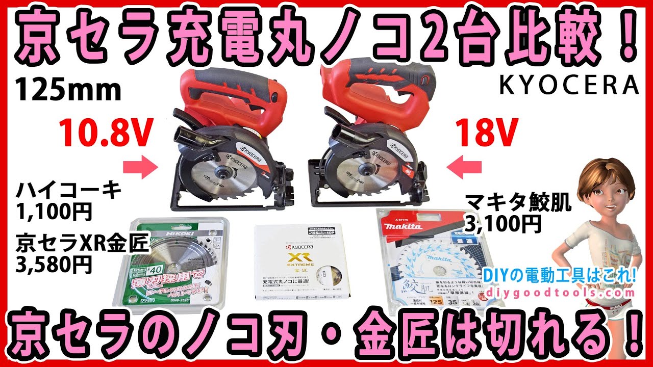 Kyocera DIY Cordless Circular Saw 125mm, 18V vs. 10.8V Comparison